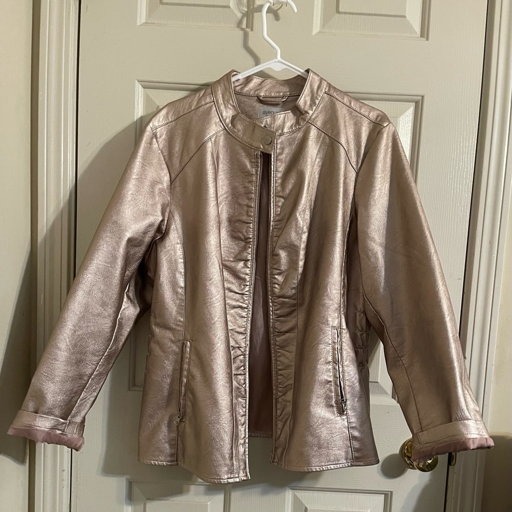 Avenue Blush Metallic Faux Leather Jacket 18/20